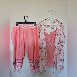 Rosegal Pink Floral Pajama Set